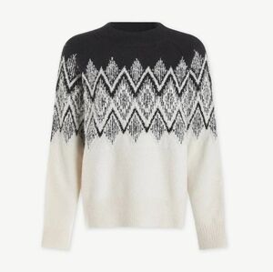 Varley Siren Relaxed Jacquard Sweater In Whitecap Grey Black Jacquard Size XL